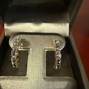 Tanzanite 14k Huggie Hoop Earrings